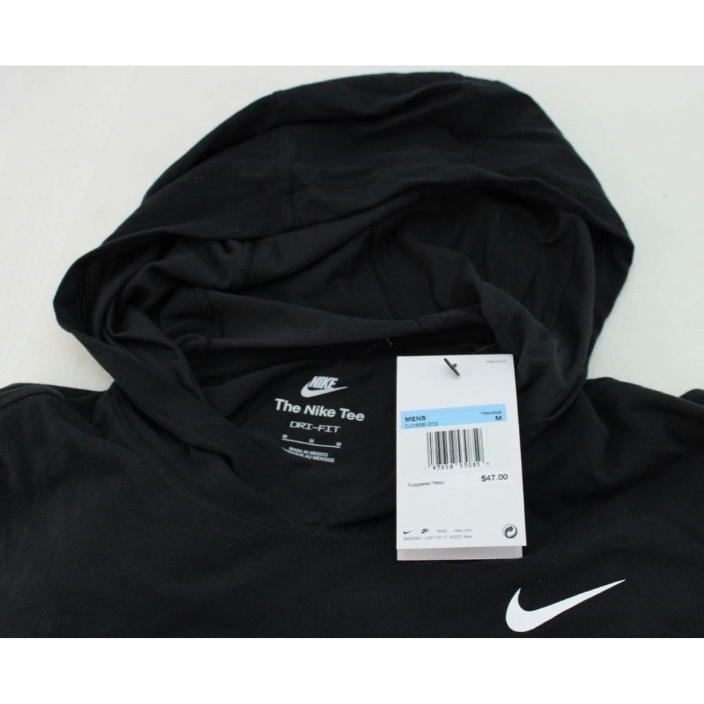 Nike Dri-FIT Hoodie Men's Medium Black Lightweight Pullover Activewear SportNWT - Picture 11 of 12